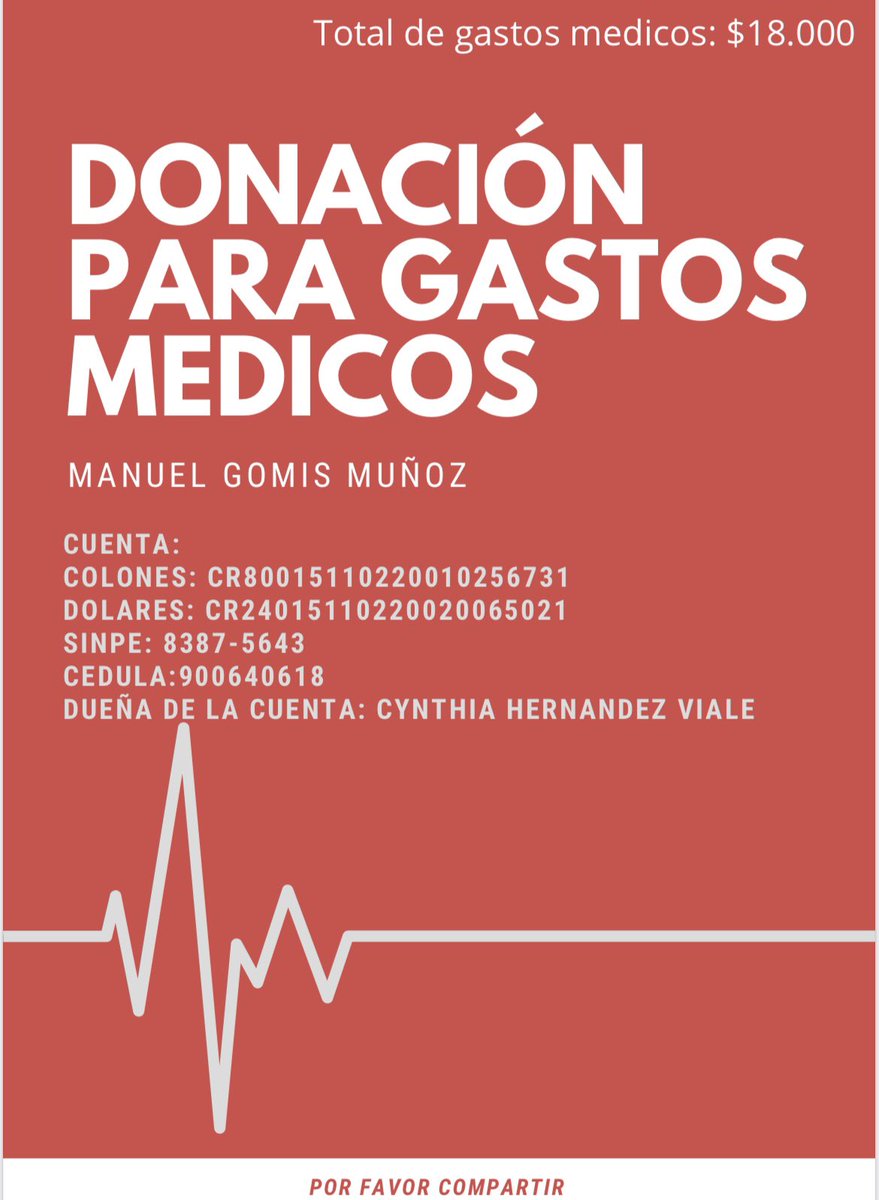 Mi papa hoy se cayó y sufrió una fractura en su cadera, femur y mano. Ha tenido otras 2 cirugías debido a que hace 9 años sufrió un accidente vehicular. Hoy lo tenemos que operar y no podemos cubrir con todos los gastos.Agradezco muchísimo su ayuda con un Rt o una donación.