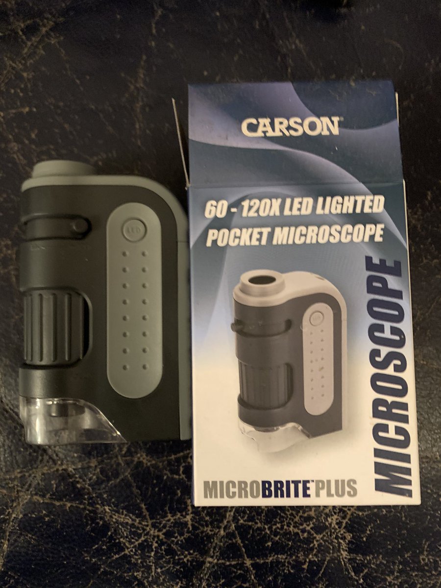 hemphero's tweet photo. There on my shelf was a Carson 60-120 that I forgotten I’d bought still in the box and that’s because the first one hasn’t been improved on in about the last 10 or so years. What are you guys using? #pocketmicrocope https://t.co/hT8Xo0pFSc
