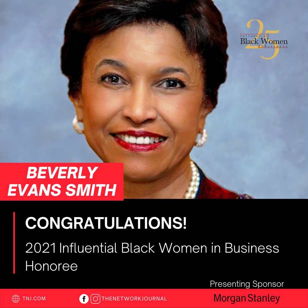 Please join us as we honor and celebrate BEVERLY EVANS SMITH, National President &amp; Chief Executive Officer, Delta Sigma Theta Sorority, Inc., Marietta, Ga. at TNJ’s 23rd Annual 25 Influential Black Women in Business Awards Virtual Celebration. 
#tnj #influentialwomen #blackwomen