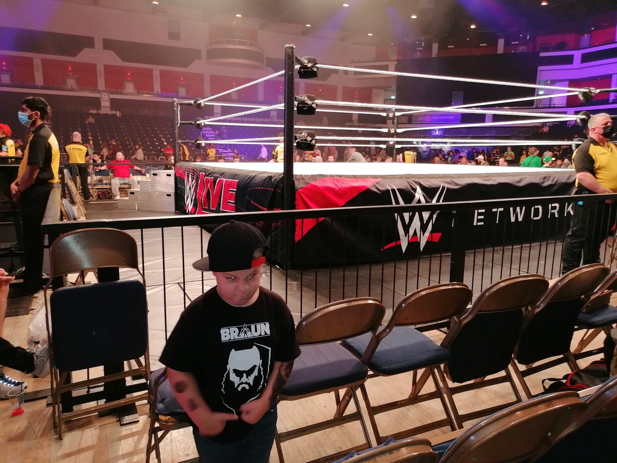 chelle1xx's tweet photo. My boy waiting for WWE. #WWECardiff https://t.co/tWwsoYZ7oo