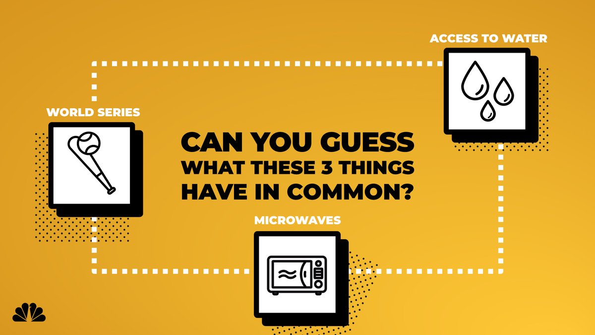 The World Series. Access to Water. Microwaves. 🤔 What do these three things have in common? Find out in @NBCLX's new series 'Connect the Dots.' trib.al/1ego4DT