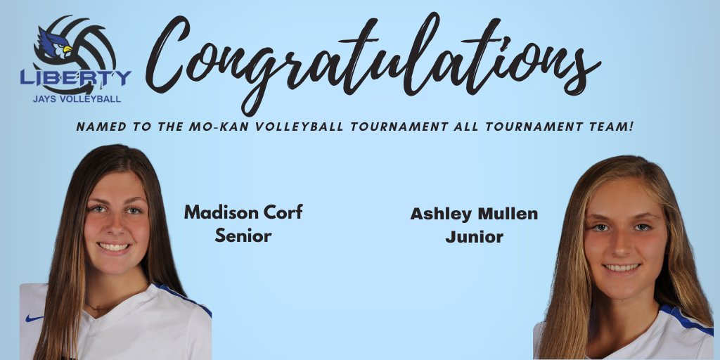 jaysvb's tweet photo. Congratulations to @CorfMadi and @ashleymullen_16 on being named to the MOKAN All-Tournament Team! #HardWorkPaysOff https://t.co/sSkgwjyV2L