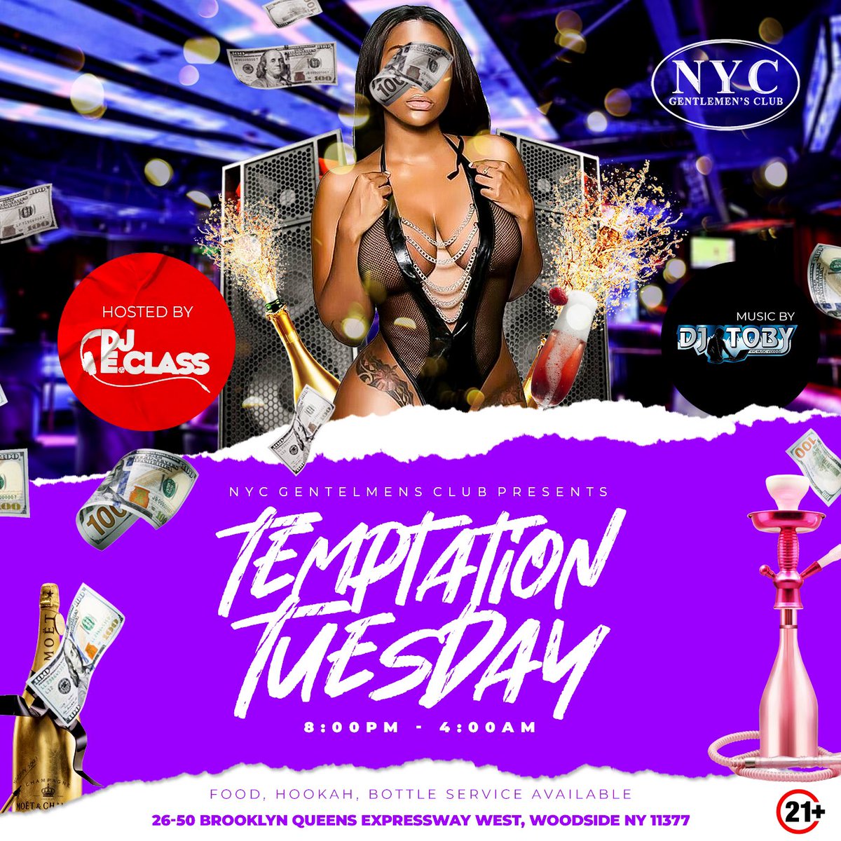 Tonight, Tuesday Sep, 21st 2021, Temptation Tuesday at: @nyc_gentlemensclub
.
Music by <a href="/djtobynyc/">DJ Toby</a>
.
Hosted by: “The Strip Club King” @djeclassnyc
.
26-50 BQE West, Woodside, NY 11377
$20 Adm
8pm-4am
Baddies
Bottles
Hookah
Food
Powered by: @gusnyc1
Dancers DM: @djeclassnyc