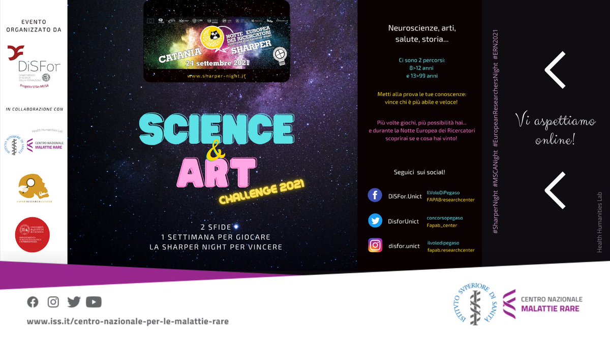 ‼️Partecipa alle #sfide #online 🔥

🕹8-12 anni: bit.ly/SFIDAda8a12anni

🎮 13-99 anni: bit.ly/SFIDAda13a99an…

🔬🎨📖🎶

#SharperNight #NotteEuropeadeiRicercatori #ern2021 #EuropeanResearchersNight