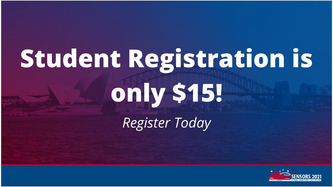 IEEESENSORS's tweet image. Student Registration for #IEEESENSORS 2021 is only $15! Take advantage of these reduced rates by registering today at bit.ly/SENSORS-regist…