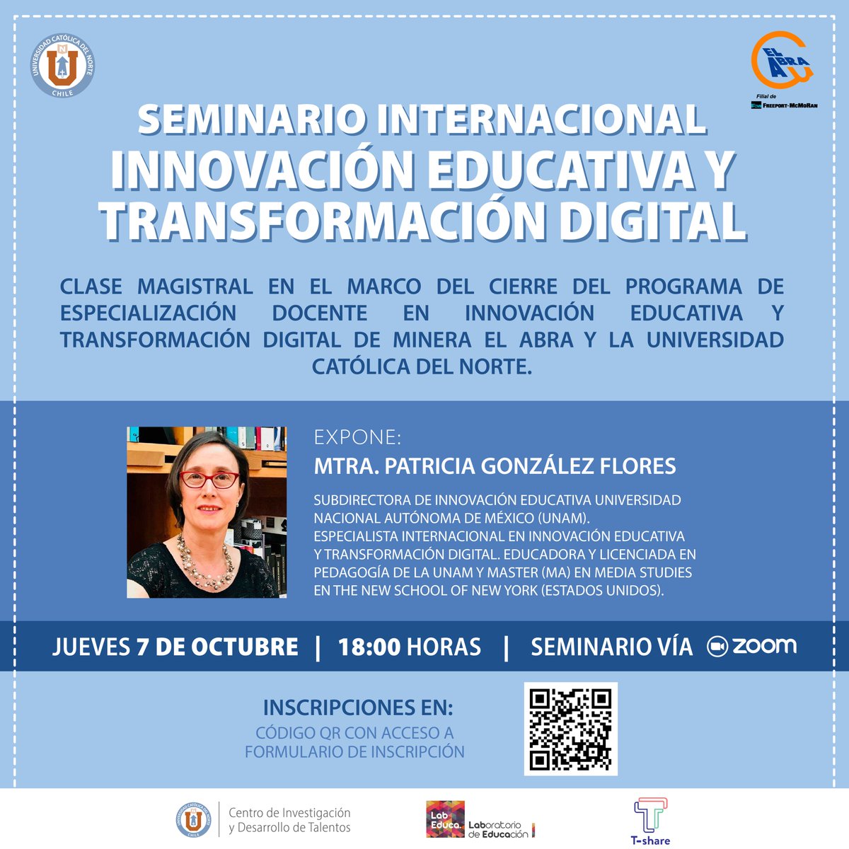omnia_ucn's tweet image. En el marco del cierre del Programa de Especialización Docente en Innovación Educativa y Transformación Digital, les invitamos a la esta tremenda clase magistral👩‍🏫💻

📅 7/octubre - 18 hrs.  Vía Zoom y Facebook Live 

Inscripciones: forms.gle/cKbVpAUdkmWZPG…

¡Les esperamos!