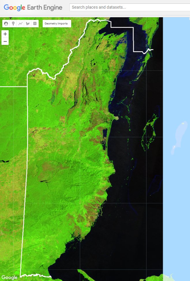 BzGEO's tweet photo. Since we're an #EarthObservation account, we'll share a 🛰️ image of #BelizeAt40. Here's a [cloud-free] #Landsat mosaic of 🇧🇿 for Jan. - May 2021, generated w/ a modeling approach using @GeoTrendRob's #LandTrendr in #EarthEngine. 🧐 #BelizeanTwitter
https://t.co/FRhck3LhIb https://t.co/QbNhRBRhqi