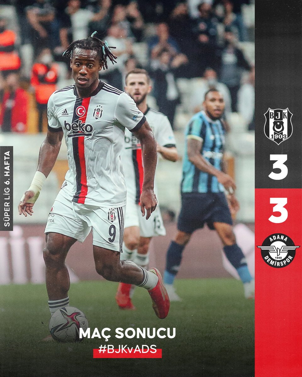 Besiktas's tweet photo. Maç sonucu.

#BJKvADS | 3:3 https://t.co/85nFbPbSk8