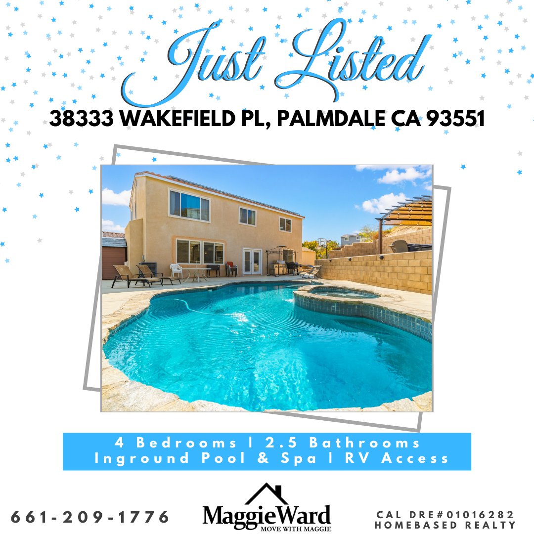 WardRealtor's tweet image. #JustListed! West Palmdale #poolhome with 4 bedrooms, RV access and 3-car garage!

Learn more here 👉bit.ly/39qw4qU

#MoveWithMaggie #MaggieWardRealtor #HomeBasedRealty #PalmdalePoolHomesForSale #YourAVHomeValues