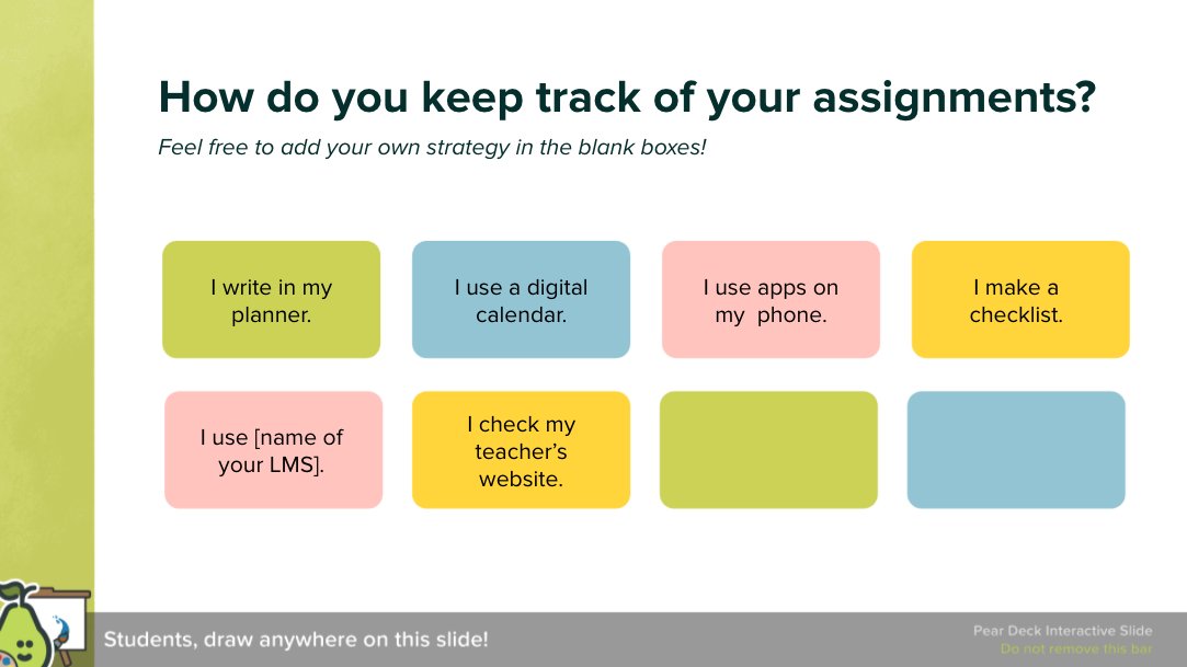 PearDeck's tweet image. Have you seen our new templates? ✨🎉 Help your students build organizational skills with this fun, interactive Pear Deck activity about school materials, keeping track of assignments, schedules, and more!

Get your copy 👉 hubs.la/H0XNRPb0 #PearDeck #EdChat #K12