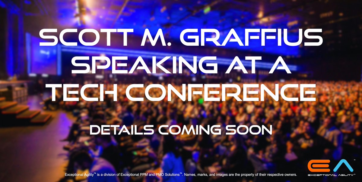 AGILE SCRUM author @ScottGraffius will be speaking at an upcoming tech conference. Details coming soon to exceptional-pmo.com. #ExceptionalAgility #Agile #Agility #Speaker #PublicSpeaker #AgileSpeaker #InternationalSpeaker #ProjectManagement #ProjectManagementSpeaker #PMOT