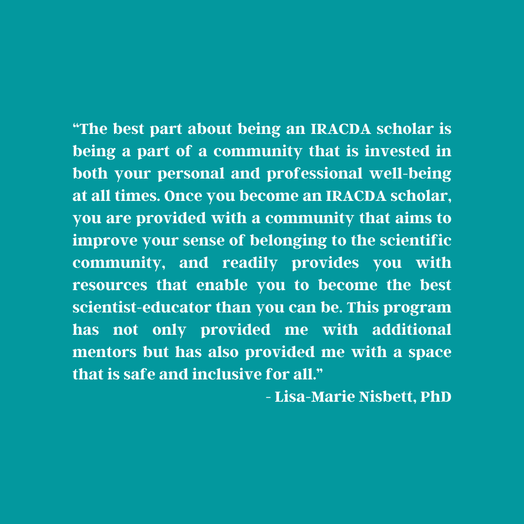 CIEStonyBrook's tweet photo. Let’s continue the celebration of National Postdoc Appreciation Week! Lisa-Marie Nisbett, PhD is part of Cohort 9 of the CIE’s IRACDA NY-CAPS postdoctoral scholars! #NPAW2021 #SBUPostdocs #IAmAPostdoc https://t.co/zHyoAQK1xr