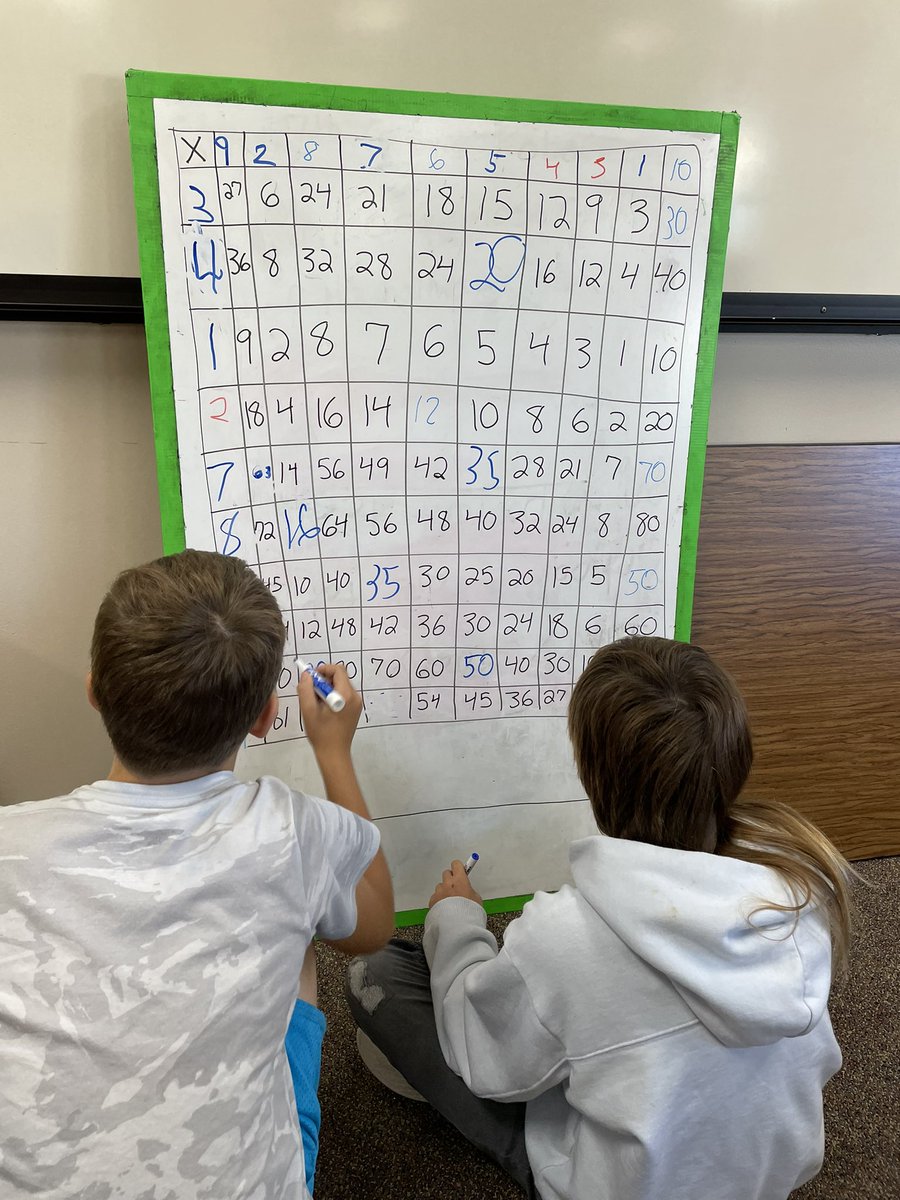 MrLangemo's tweet photo. Today’s math lesson involved a favorite for most students most years…Scrambled Multiplication Tables!  Parents, you might have some homework coming your way tonight. https://t.co/2uRdZHnuAp