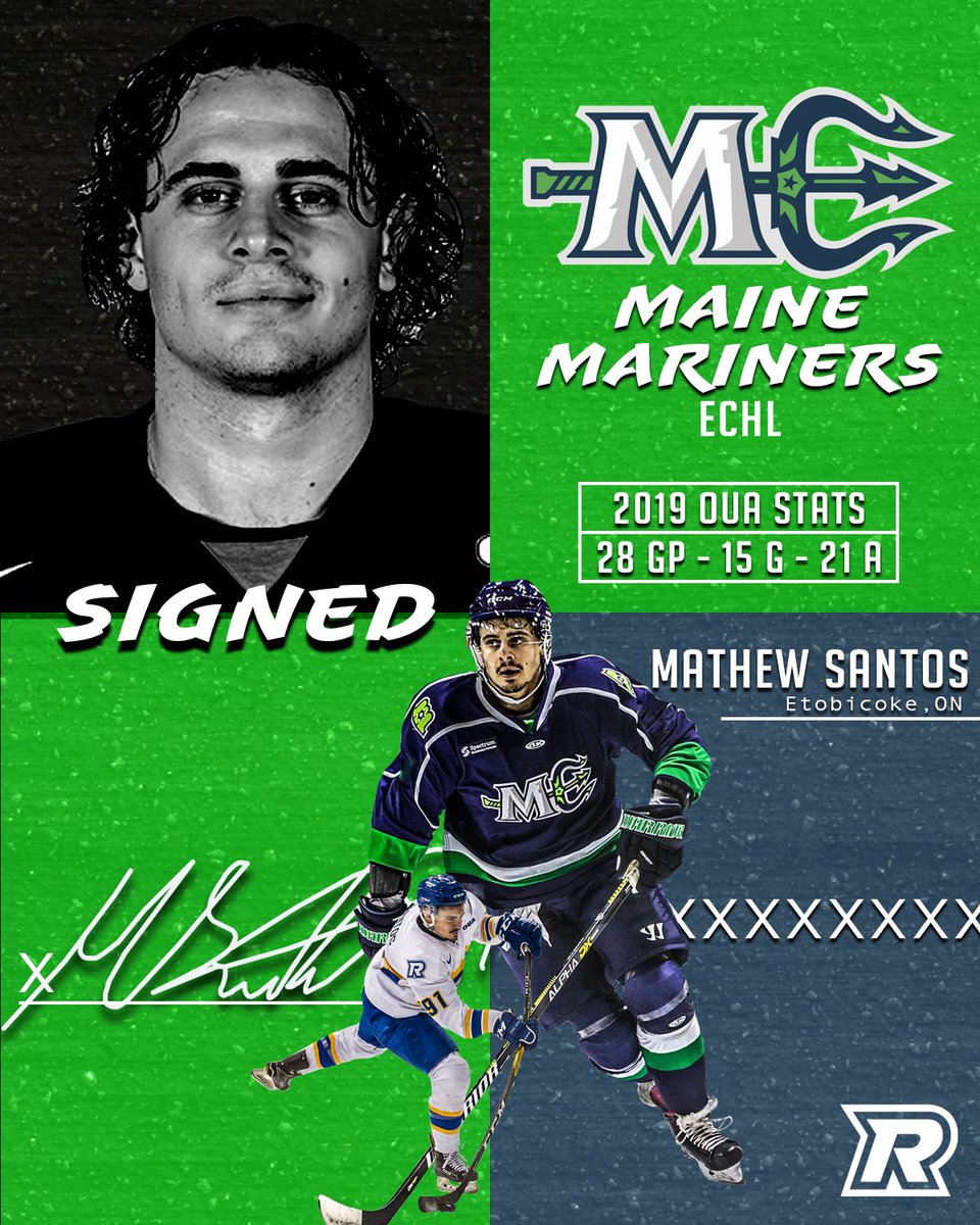 We’re pleased to announce that <a href="/MathewSantos26/">Mathew Santos</a> is heading back to the <a href="/ECHL/">ECHL</a> as he has signed a contract ✍️ with the <a href="/MarinersOfMaine/">Maine Mariners</a> 

Congrats Sants!

#werrams