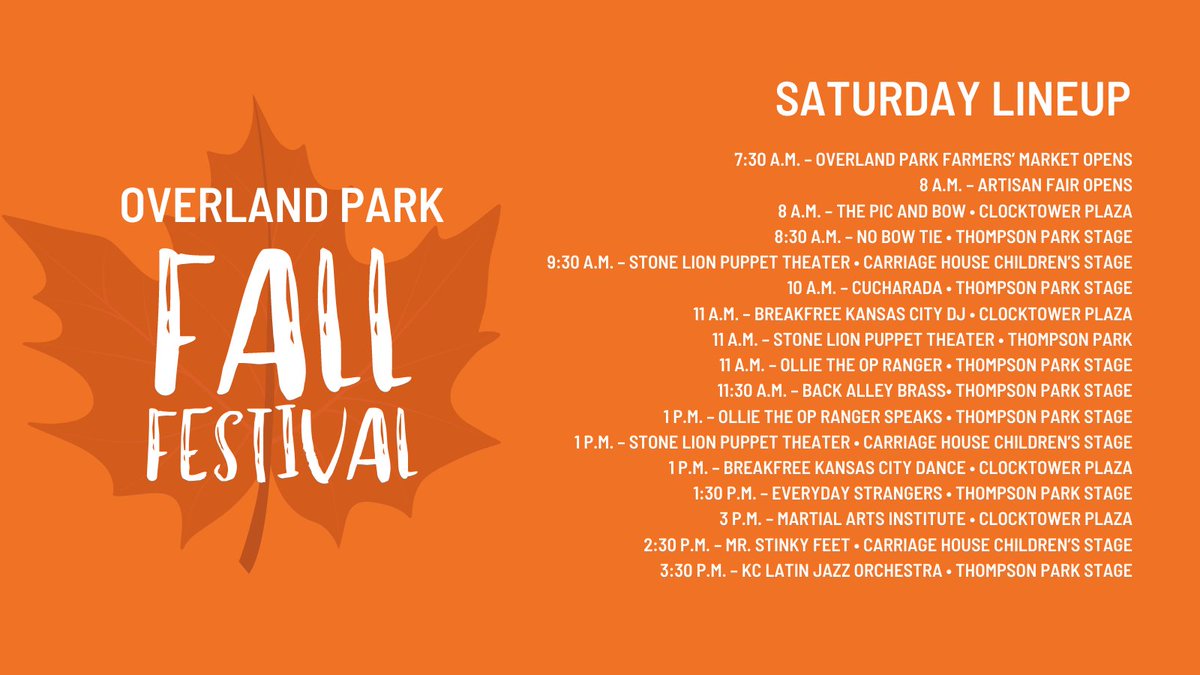 opcares's tweet photo. Check. Out. That. Lineup.
There are so many performances to see and hear, artisan booths to shop, treats to taste and more this weekend at the #OPFallFestival.
There's a Friday preview event too! Learn more about what's planned: https://t.co/IXkZO9Hgpo https://t.co/BxZyE4u9qi