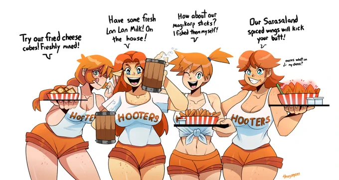 Hey guys! I'm at the Tomboy Freckled Ginger Hooters, what ya all want? 