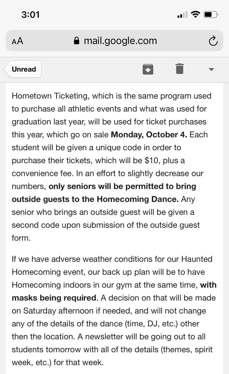HoCo information that was just sent out to all parents/guardians. A HoCo newsletter will be sent out tomorrow to all students with info on the entire week’s festivities.