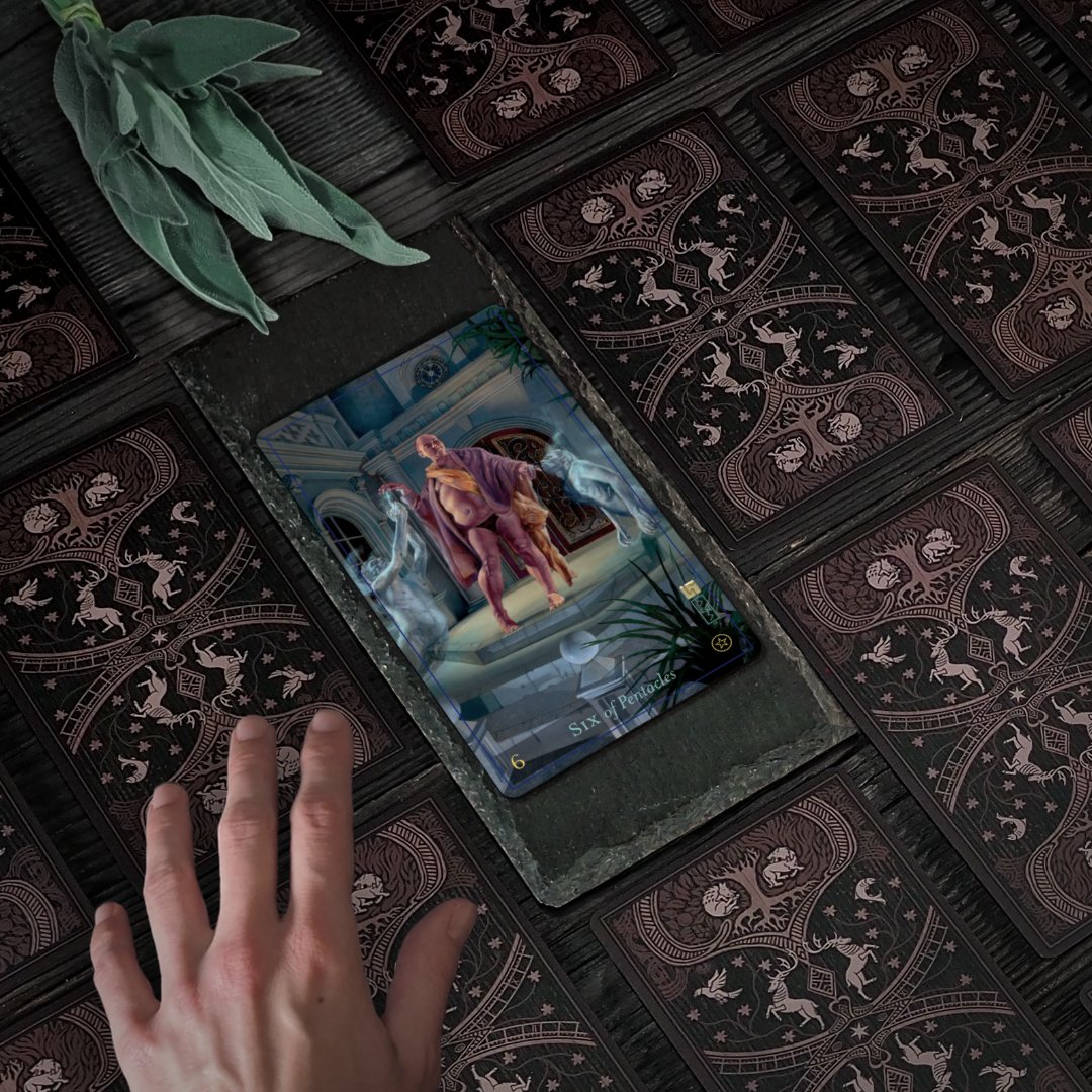 Card of the day: Six of Pentacles
Giving and receiving
This night scene tells about giving and receiving. But you could be the one giving today, and the one receiving tomorrow. Maybe it is not money you have to give, but love, support, time or energy.