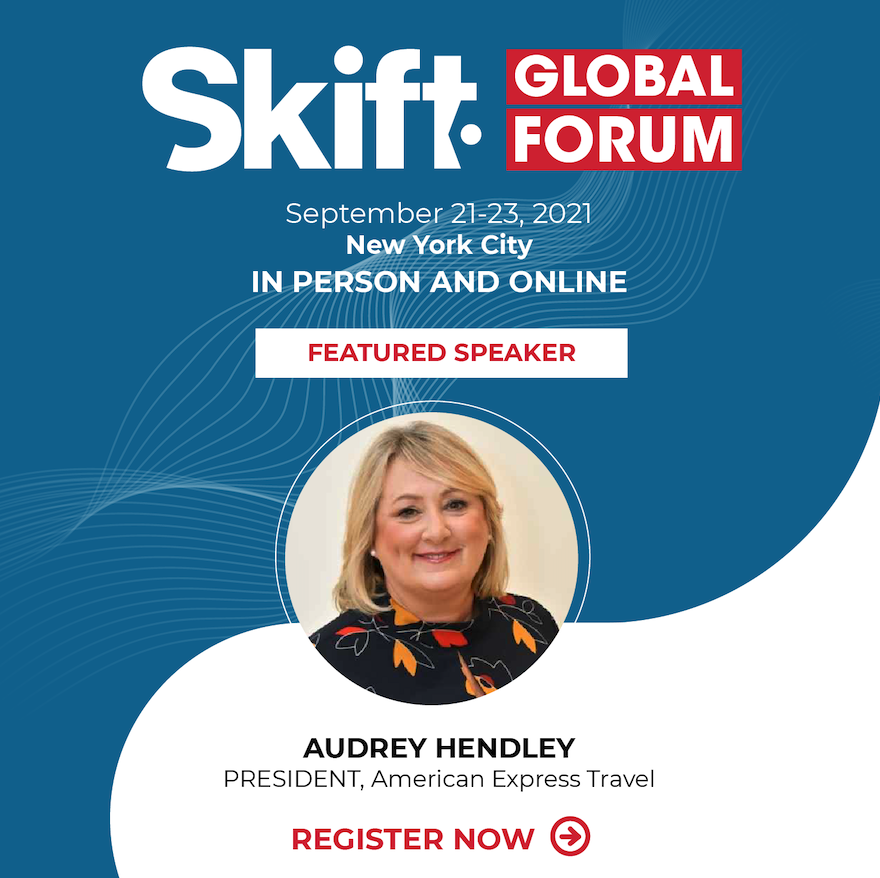 After 18 months of virtual events, I’m excited to get back out there and speak at #SkiftGlobalForum tomorrow. Join me and <a href="/rafat/">Rafat Ali, Media Operator & Dad</a> as we discuss the shift in travel behaviors, emerging travel trends, and what’s next for #AmexTravel. You won’t want to miss this! #TeamAmex