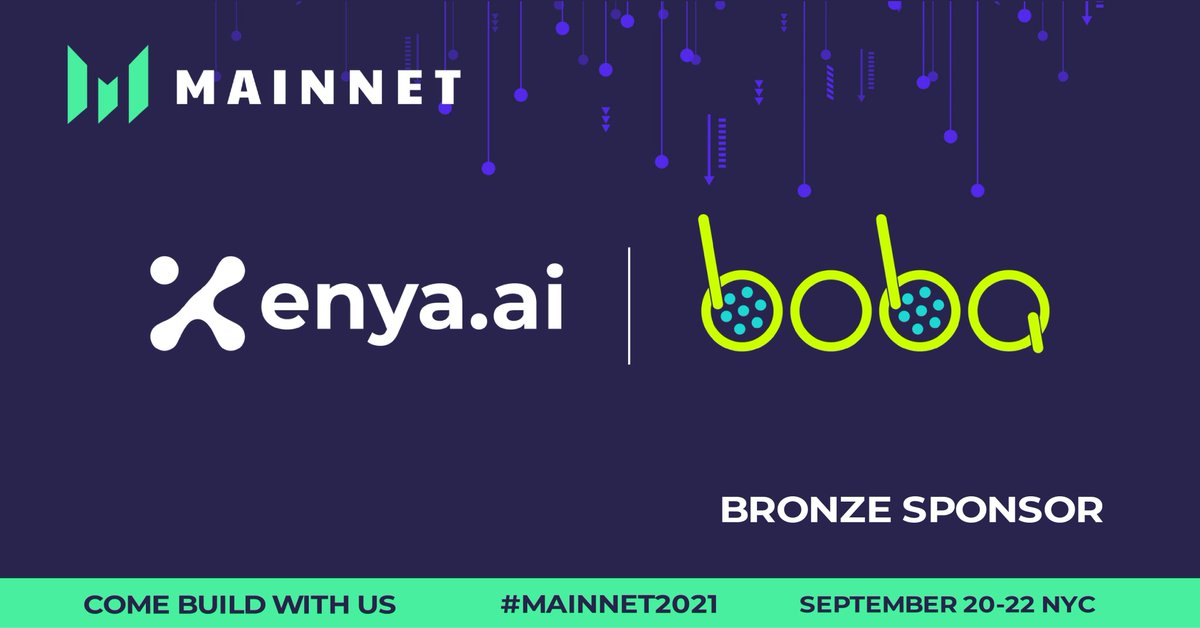 📣@MessariCrypto #Mainnet2021 attendees, don’t forget to stop by booth #301 on Floor 6 learn about @bobanetwork 🧋 and grab some swag!

#BobaNetwork #Ethereum #BobaEnya #EnyaAI