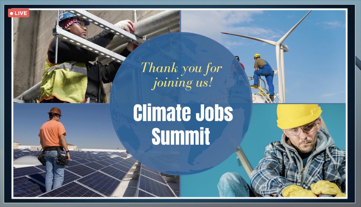 THANK YOU! 

Today's #ClimateJobsSummit featured powerful labor leaders, workers, activists, policymakers, scientists, and elected officials across the country and world: 
@lizshuler
@SecMartyWalsh 
@ali_a_zaidi 
@rweingarten
@AFTunion
@BeckyPringle
@NEAToday
@walshgina