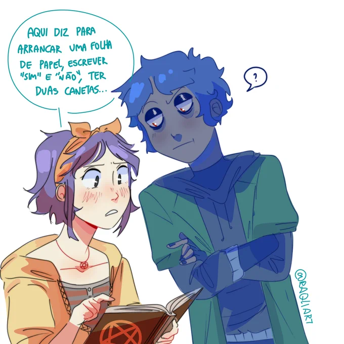 Esses são os protagonistas da próxima hq

✨ Kim e seu amigo fantasma Kurt aprendendo um ritual ✨

#ocs 