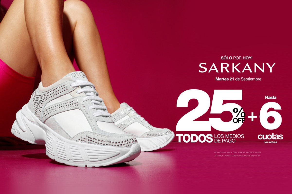 Solo por hoy  25% OFF + hasta 6 cuotas sin interés en <a href="/RickySarkany/">SARKANY</a> 🌿

PROMO VÁLIDA EL 21/09. DESCUENTO DEL 25% EN SS22 Y HASTA 6 CUOTAS SIN INTERÉS CON TC VISA, MASTER Y AMEX DE BANCOS ADHERIDOS A LOS PLANES “AHORA”.  CONSULTAR BASES Y CONDICIONES EN RICKYSARKANY.COM .
