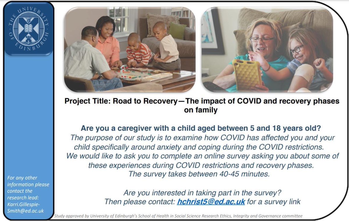 Calling all U.K. based families. Researchers in the childlab are partners on this project. We would like to know how COVID impacted your family this last year. If you wish to take part please see information below. (Alt text available)