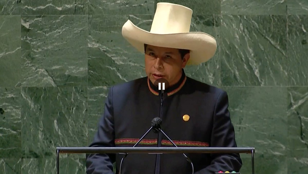 RT @DLBiller: Strong hat showing at UNGA by Peru's president, Pedro Castillo https://t.co/JH4kEXiqgf