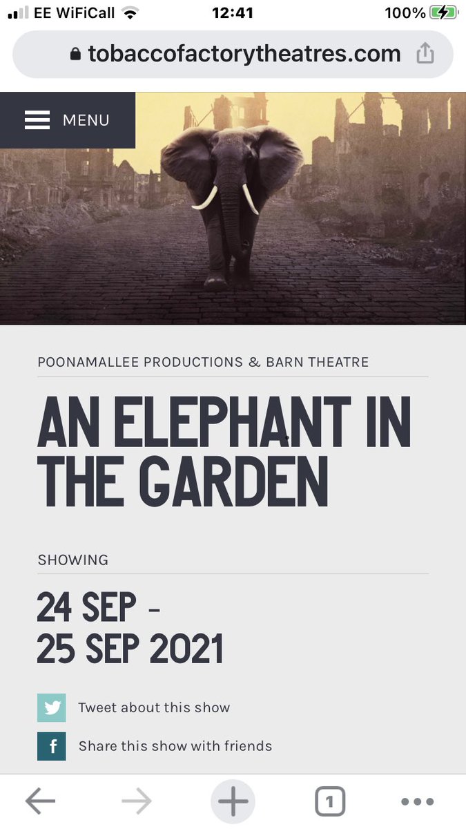 alison4reid's tweet photo. Bristol folks the Elephant is having a last outing at Tobacco Factory Theatre @tftheatres this weekend. Friday 24 and Saturday 25th September 
https://t.co/bdLZ6pwJXf https://t.co/4LmuTsMSxF