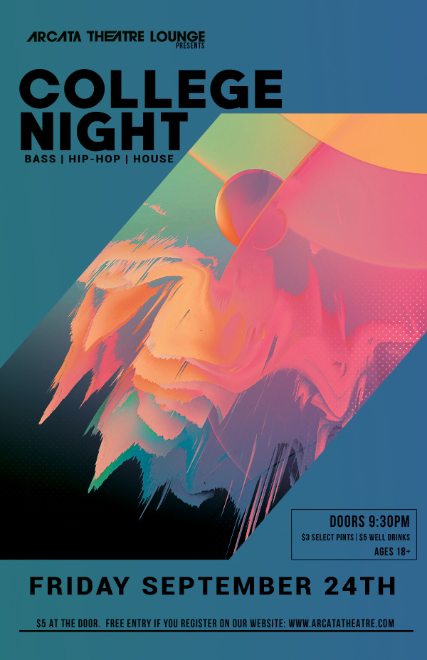 College Night
Doors at 9:30 PM⠀
18+⠀
Free Entry if you sign up online.⠀
$5 at the door. ⠀