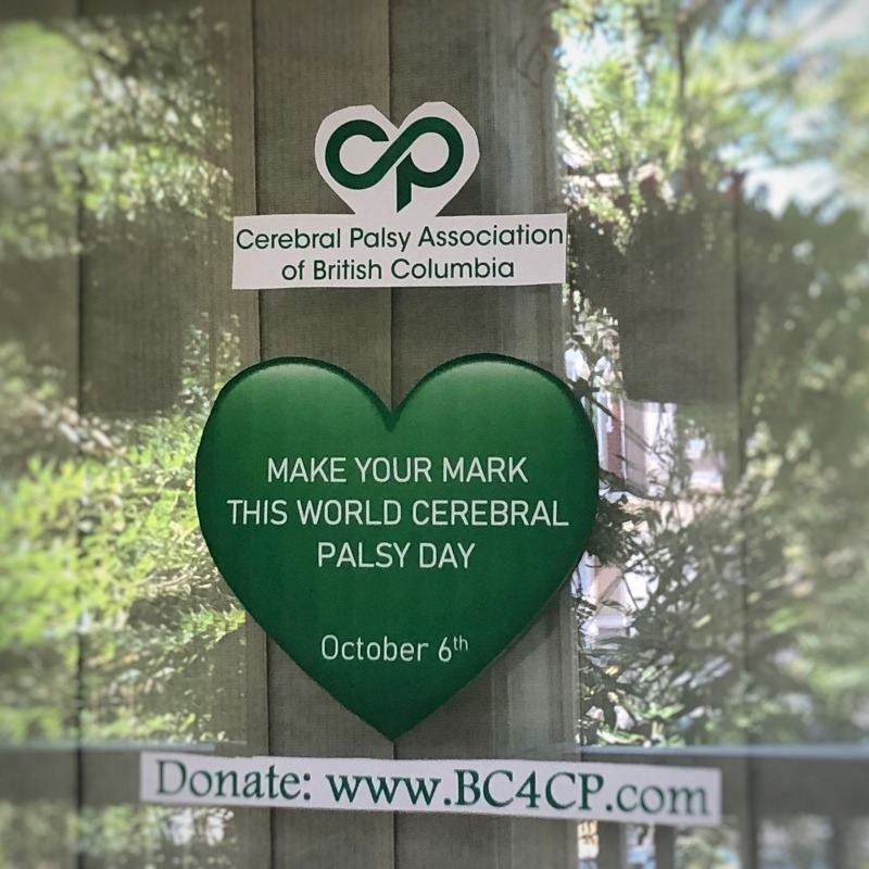 Join our Window Display Contest for a chance to win White Spot gift cards!

Decorate your windows with green accessories and/or a short message to bring awareness about CP in your community. Post a photo on social media with #BC4CP and tag our profile to enter the contest!