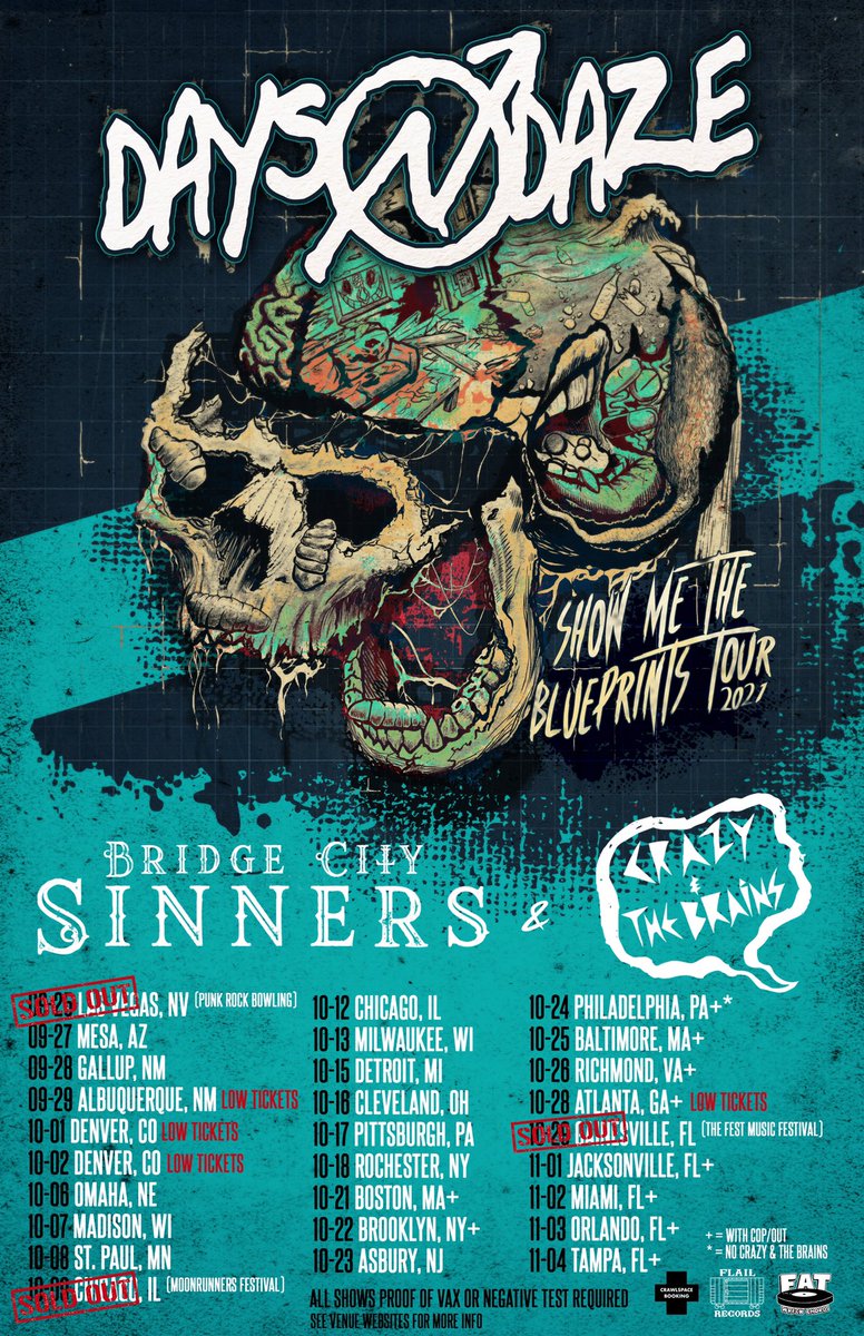 Tour soooonnn!!!!!!!! 
#daysndaze #crazyandthebrains #bridgecitysinners #tour #tourlife #darkfolk