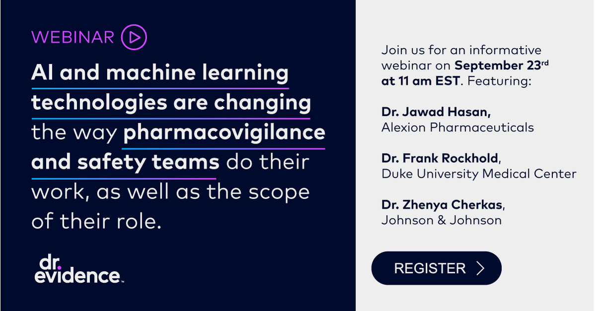 Discover how #AI and #ML can help #pharmacoviligance teams improve #PatientSafety in our new webinar, 9/23 at 11 am EDT. Register: hubs.la/H0TCttH0