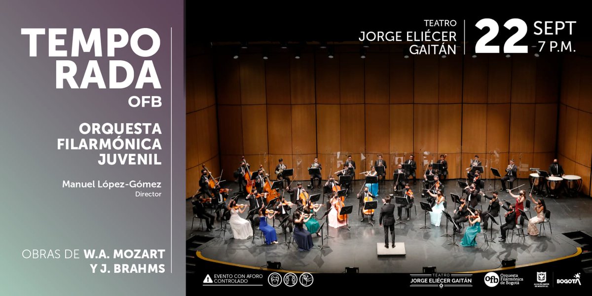 ManueLopezGomez's tweet photo. La #OFJB de la @FilarmoniBogota y yo, queremos invitarlos a nuestro próximo concierto mañana 22 de septiembre a las 7pm en el @TeatroJEG donde tocaremos con mucho cariño para ustedes la Sinfonía No. 26 de #Mozart y la bellísima Serenata para Orquesta No. 1 de #Brahms
¡Nos vemos! https://t.co/uu9wfFabnS