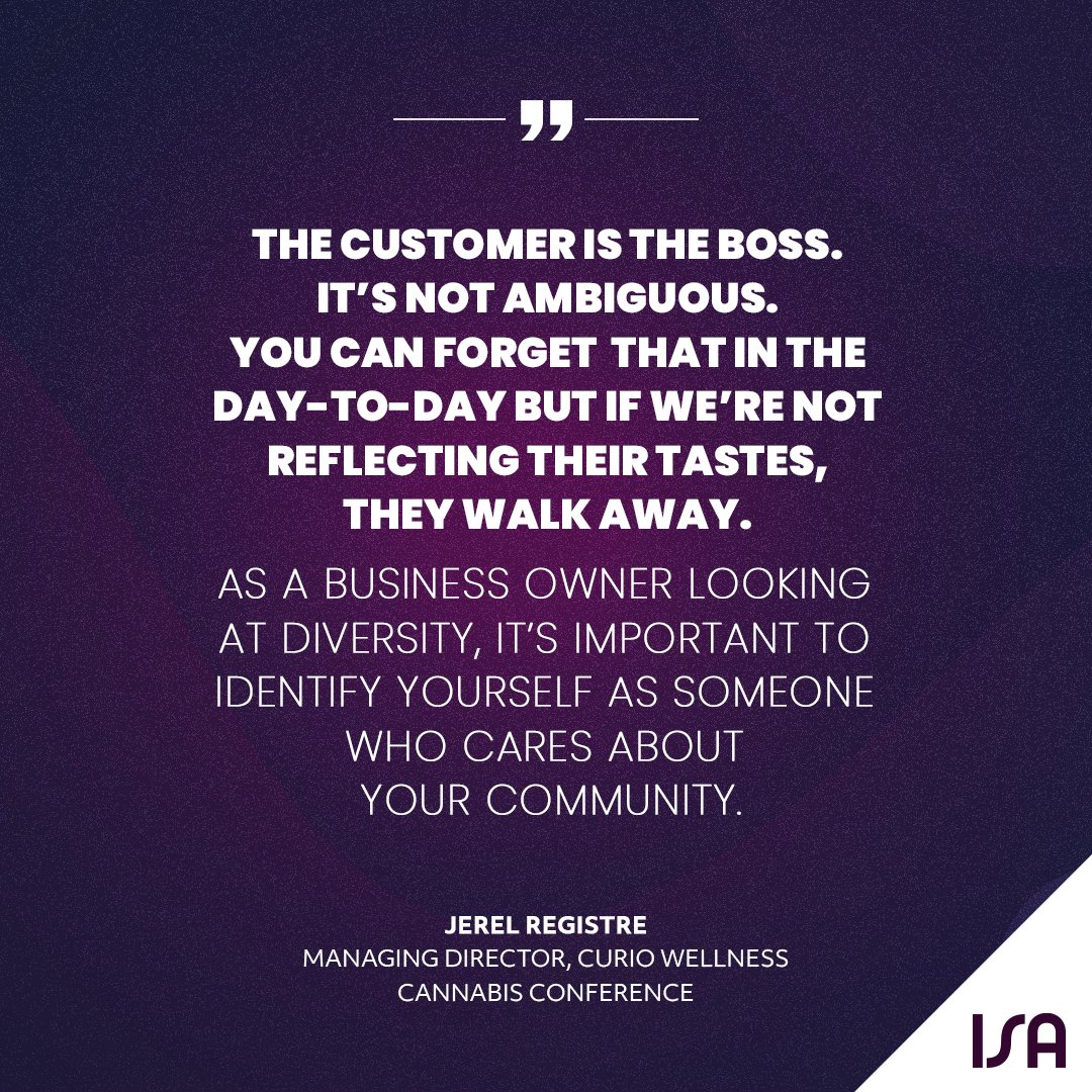 Spot on!  Great take away from Cannabis Conference speaker, Jerel Registre.

#cannabisconference #isacorp #cannabiz #cannabisdiscussion #cannabismarketing #cannabisinterview #consciousconsumption #cannabishelps #cannabisheals #buildingtheindustry #thinkcanna #adultuse #localcbd