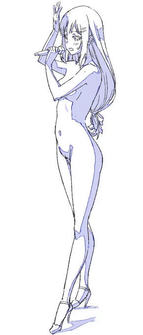 裸なのにヒール履いてる… 