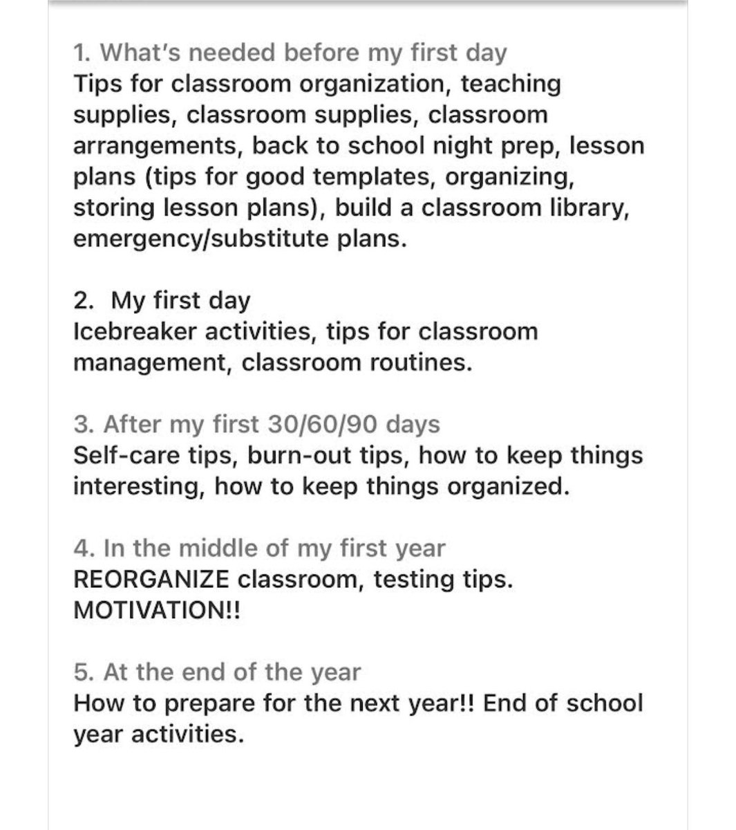 Thank you to all of the new teachers, TA’s, and soon to be teachers that have completed our survey so far!

One of our amazing first year teachers from Massachusetts, shared her responses with us. We would love to hear your feedback too!

Survey:

surveymonkey.com/r/FY3PKZN