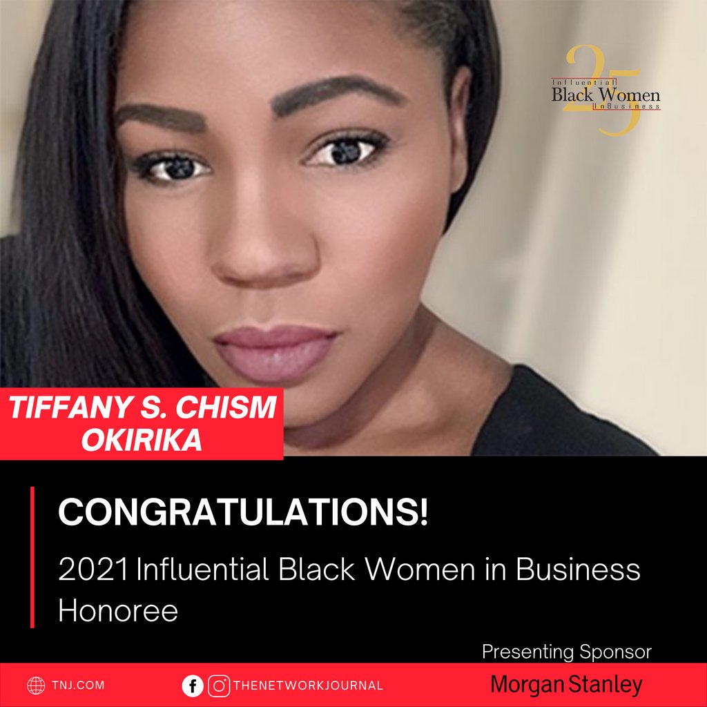 Please join us as we honor and celebrate TIFFANY S. CHISM OKIRIKA, Founder &amp; CEO, SkySpace Global, Chicago, IL, at TNJ’s 23rd Annual 25 Influential Black Women in Business Awards Virtual Celebration. 

Read full article ===> tnj.com/tiffany-s-chis…

#tnj #celebrating #blackwomen