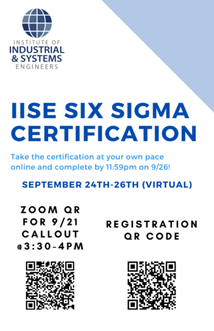 One day left to register for the Six Sigma Certification!! Scan the QR Code to register!