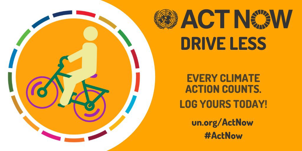 Your everyday choices can help protect the planet and all its people. 

On Wednesday's #WorldCarFreeDay &amp; every day, bike 🚴, walk 🚶‍♀️ or take public transport 🚋 whenever possible. un.org/actnow #ActNow