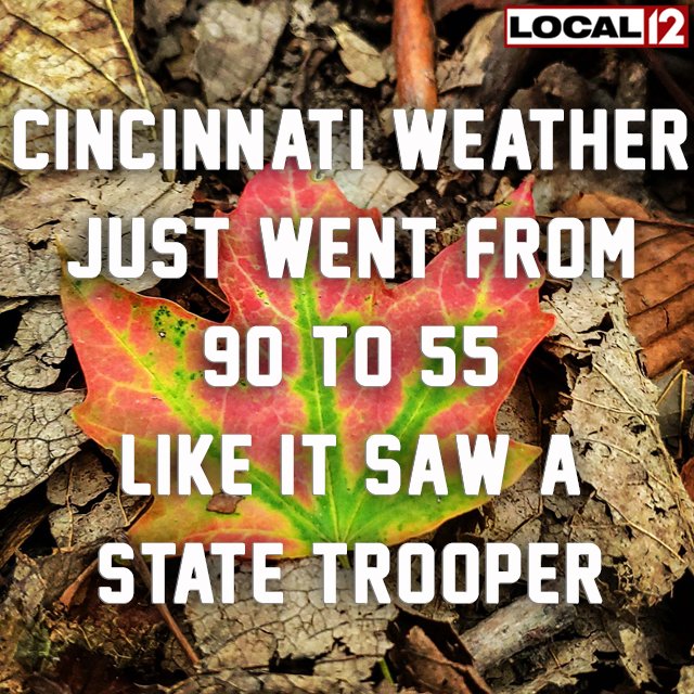 Local12's tweet photo. 🚔😂

And it's going to be cool for a bit: https://t.co/NlSDx7dL0l https://t.co/a80xLmJ39a
