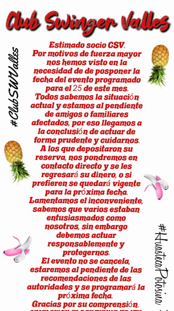 ❗❗Comunicado especial❗❗
Agradecemos su comprensión
#ClubSWValles