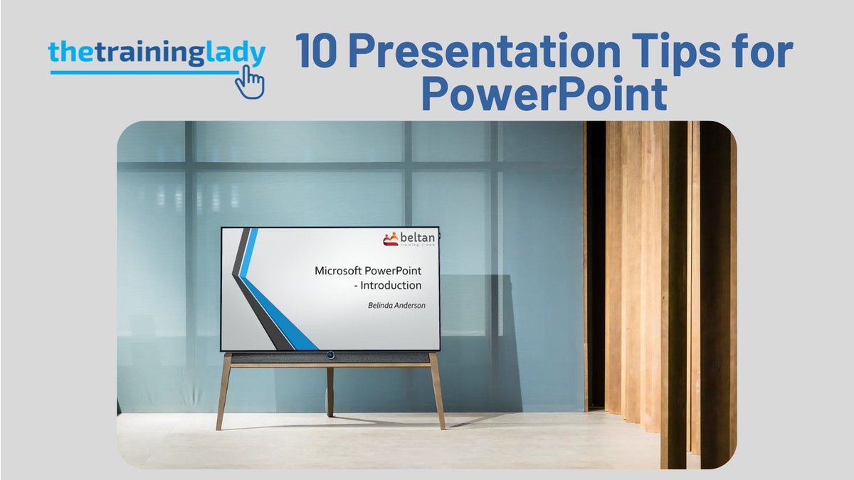 Creating a PPT presentation can be daunting. Check out my top 10 Presentation Tips for PowerPoint. 

thetraininglady.com/presentation-t…

#PowerPoint #presentations #templates #PPT #presenter #Presenting #Design #Microsoft #Microsoft365 #SlideShow