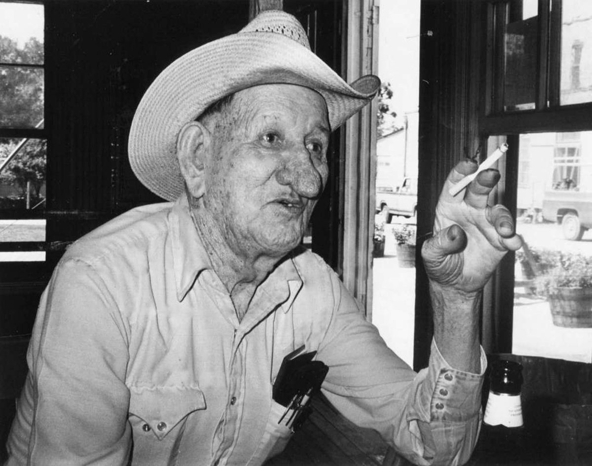 Gruene resident and legendary local character Frank Schlather, Sr., sits at his favorite spot in Gruene Hall on May 9, 1989. They don't make 'em like that anymore! @GrueneHallTX @gruenemansion #gruene