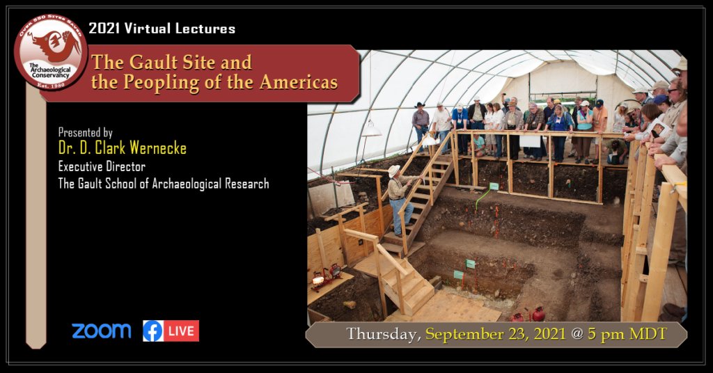 tac_org's tweet image. Our fall lecture series begins this Thursday as Dr. Wernecke of the Gault School of Archaeological Research presents &quot;The Gault Site and the Peopling of the Americas&quot; at 5 pm MDT.  Register to reserve your space today!  

archaeologicalconservancy.org/join-us-for-a-…

#VirtualLectures