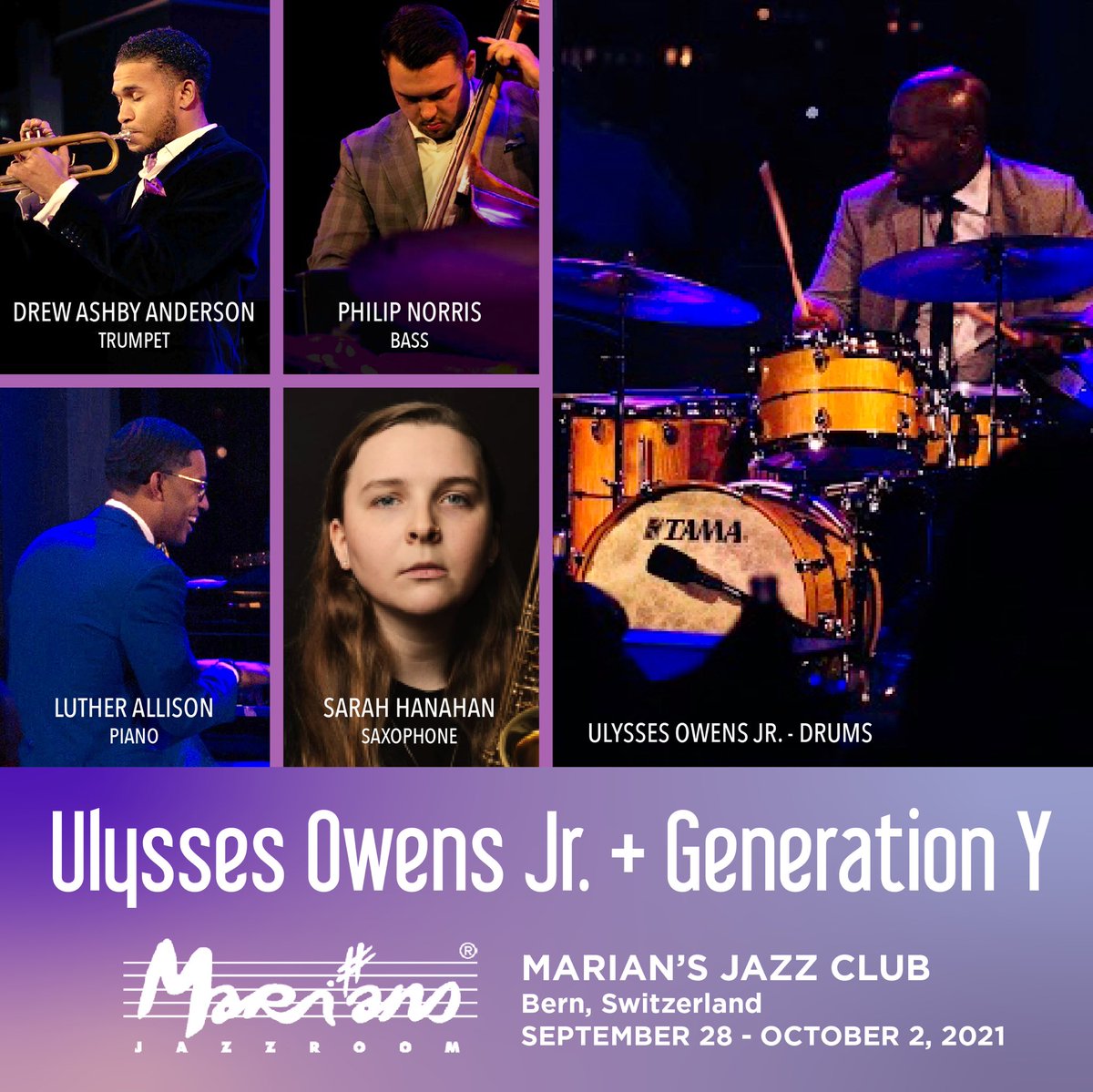 Ulysses Owens Jr. (@ulyssesowensjr) on Twitter photo SWITZERLAND! <a href="/MariansJazzroom/">Marians Jazzroom, since 1992</a>
Next week!!!!
#AroundtheWorldwithU #uojgenyband SWITZERLAND! <a href="/MariansJazzroom/">Marians Jazzroom, since 1992</a>
Next week!!!!
#AroundtheWorldwithU #uojgenyband