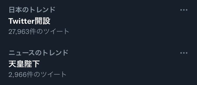 トレンドに Twitter開設 と 天皇陛下 が関連付けされ 天皇陛下がツイッター開設した と勘違いする人続出 陛下がお呟きに おファボりになられた まとめダネ