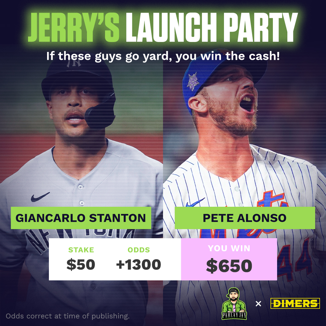 DimersCom's tweet photo. 💥 JERRY'S LAUNCH PARTY GIVEAWAY 💥 

We're betting dingers tonight with two picks from @Paranormal_Bass, and we're going to giveaway the winnings if this parlay hits!

To enter:

🔥 Follow @DimersCom 
🔥 Retweet this tweet

Winner drawn at random once it hits! https://t.co/pElqcfys3B