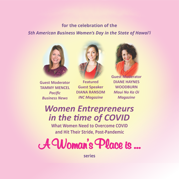 MauiBizBrain's tweet photo. The 2021 "A Woman's Place Is..." series brings in those 3 Wonder Women!
"American Business Women's Day" happens tomorrow September 22, 2021 and #HawaiiState is in celebrating the #BusinessWoman #WonderWoman in each of us! 
All genders welcome. Join in: https://t.co/DppXH9qSQW https://t.co/K2VdFDDG2Q